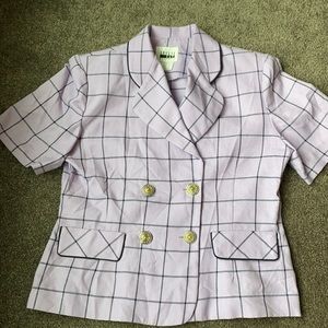 Purple suit jacket (petite) with black striping